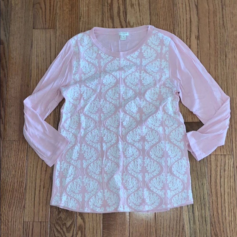 pink and lace j. crew top